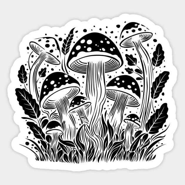 Magic Mushrooms Black and White Stickers Graphic by ArtFM · Creative Fabrica