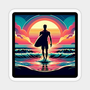 Sunset Surfer's Stride Magnet