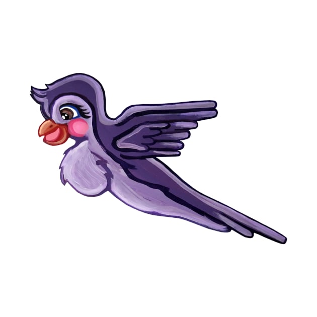 Cute Flying Purple Parrot by Art by Deborah Camp