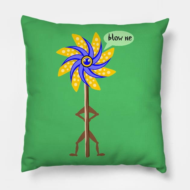 Blow Me Windmill Pillow by mailboxdisco