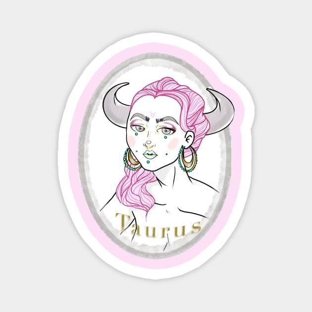 Taurus Zodiac Sign Art Magnet by carolyvesartwork