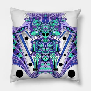 alien mictlan arts in hell throne ecopop Pillow