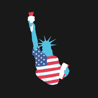 Statue of Liberty with USA Flag T-Shirt