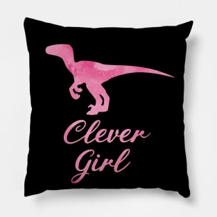 Clever Girl - Pink Dinosaur Pillow