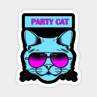 Party Cat Synthwave Retro Magnet