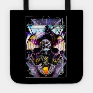 Occult Geometric Sacred Geometrical Mystic Skull Tote