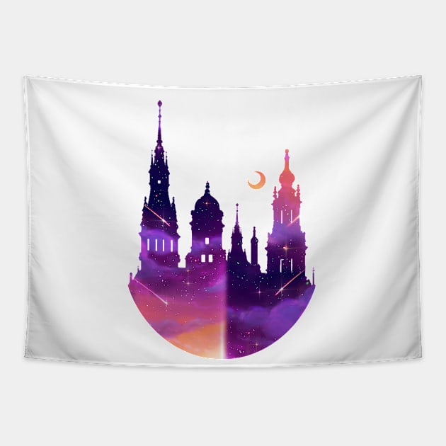 Rising Sun Castle Tapestry by KucingKecil