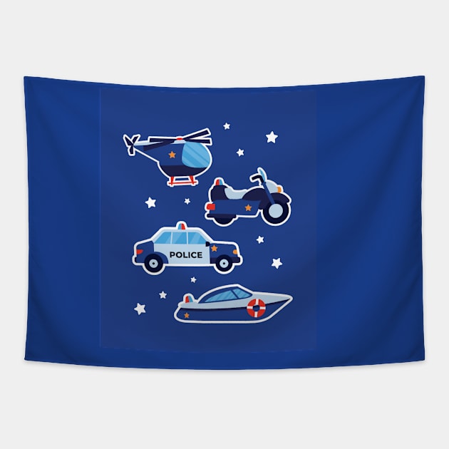 Police vehicles Tapestry by warantornstore