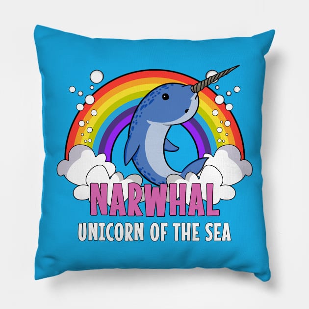 Narwhal Fish Unicorn Of The Sea Pillow by underheaven