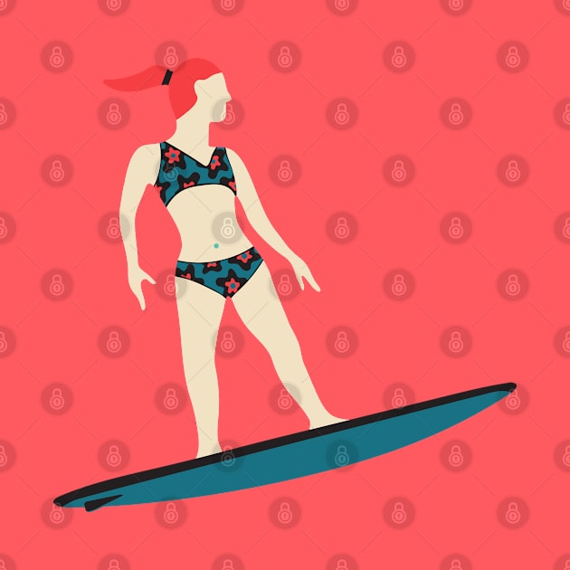 STOKED SURFER GIRL Tropical Summer Ocean Surfing Surfboard Sports - UnBlink Studio by Jackie Tahara by UnBlink Studio by Jackie Tahara