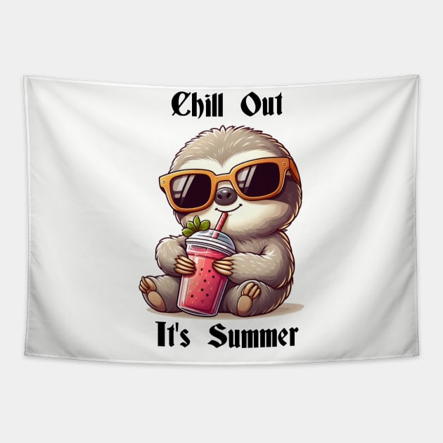 Chill Out Summer Smoothie Sloth Tapestry by RedFox2