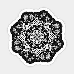 Floral Mandala - Black & White Magnet