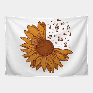 Sunflower musical notes Tapestry