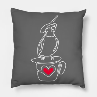 Cockatiel Love Heart One Line Drawing Pillow