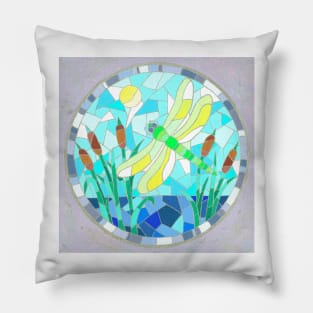 dragon fly in mosaic Pillow