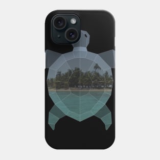 Sea Turtle Low Poly Double Exposure Art Phone Case