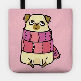 I love Pugs in scarf Tote