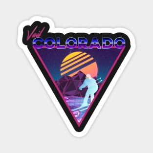 Retro Vaporwave Ski Mountain | Vail Colorado | Shirts, Stickers, and More! Magnet