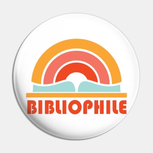 Bibliophile in retro bright orange, red, and yellow - for book lovers and bookworms everywhere Pin