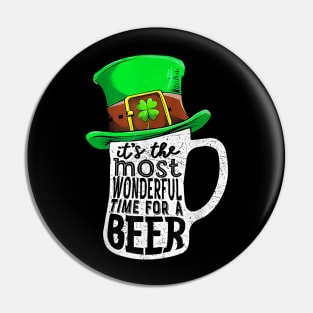 It's The Most Wonderful Time For A Beer Hat St Patrick's Day Pin