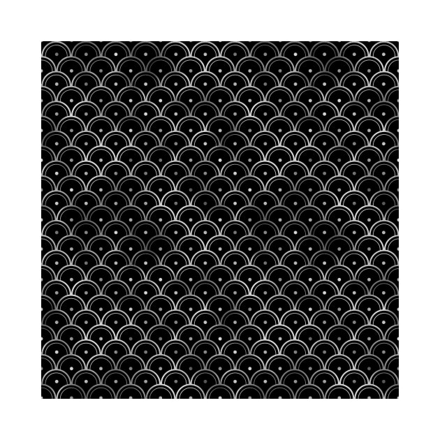 Dotted Scales in Black and Silver Vintage Faux Foil Art Deco Vintage Foil Pattern by podartist