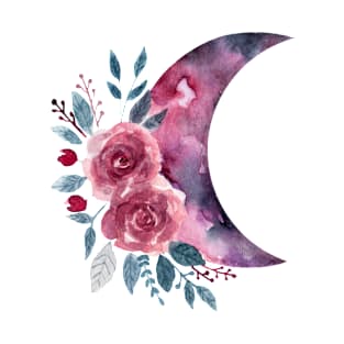 Flowers moon watercolor T-Shirt