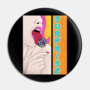 Girl with lolipop disco pop art Pin