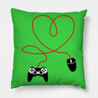 Video Gamer Valentines Day T-Shirt With Controller and mouse Heart Pillow