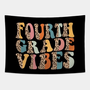 Funny Leopard Fourth Grade Vibes Retro Back To School Tapestry