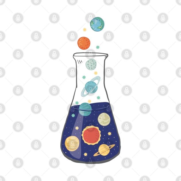 Space planets in erlenmeyer by Catdog