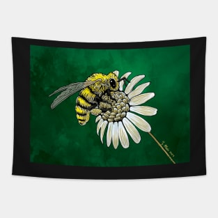 Honeybee Collecting Pollen from a Daisy Tapestry