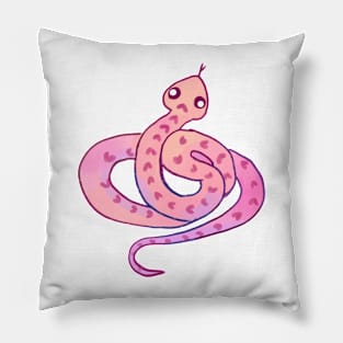 Cute watercolor snake with hearts Pillow