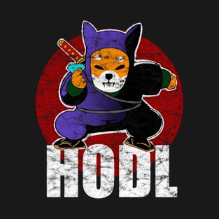 Shiba Inu Hodl Ninja Distressed T-Shirt