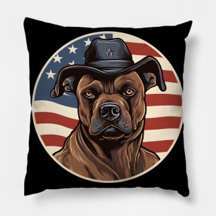 Staffordshire Bull Terrier 4th of July Pillow