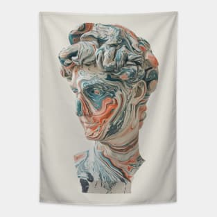 Marbled Mystique: Abstract Art Bust Sculpture Print Tapestry