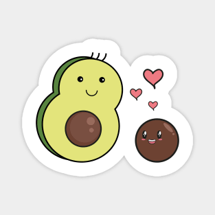 Mr Avocado Kawaii And Baby Avocado Kawaii Magnet