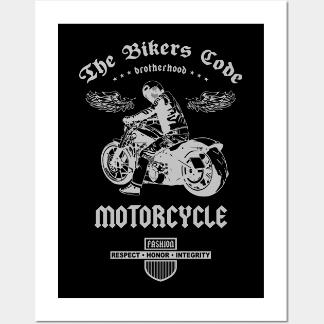 The Bikers Code, Brotherhood Motorcycle, T-Shirt for Men, Motorcycle Rider Tee, Biker Dad Gift Wall and Art Print