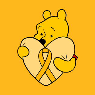 Yellow bear hugging yellow Awareness ribbon T-Shirt