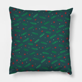 Christmas branches and stars - teal and green Pillow