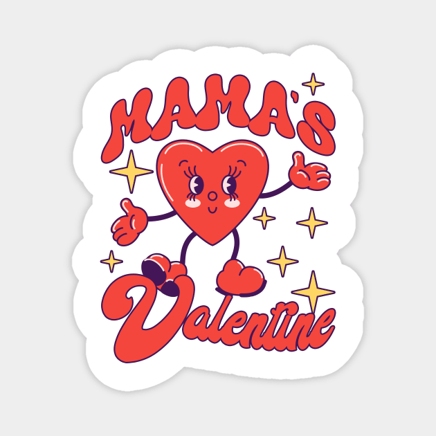 Retro Groovy Mama is My Valentine Cute Heart Boys Girls Kids Magnet by artbooming