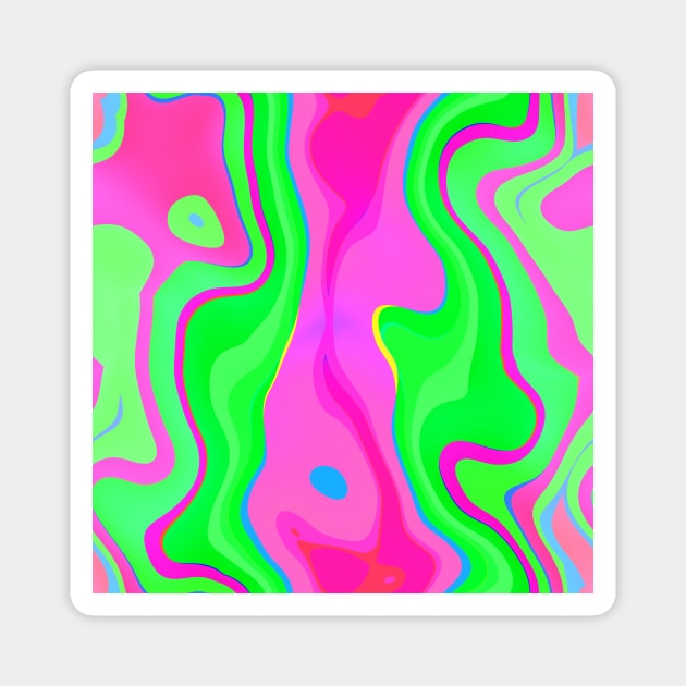 Neon Swirl Pattern - Pink and Lime Magnet by Kelly Louise Art