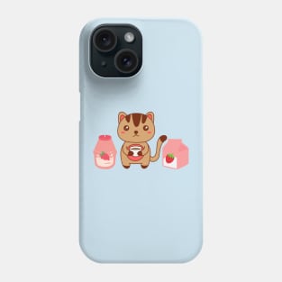 Kawaii kitty strawberry tea Phone Case