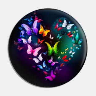 Heart of Colorful Butterflies Pin