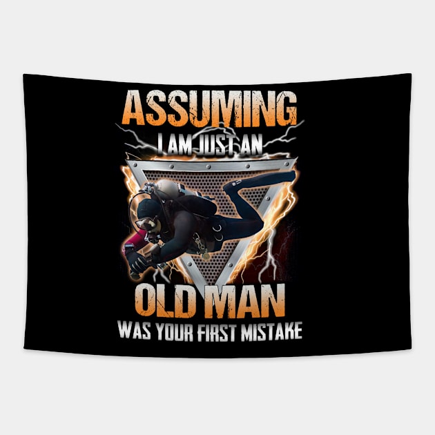 Scuba diving,Assuming I am just an old man was your fist mistake Tapestry by designathome