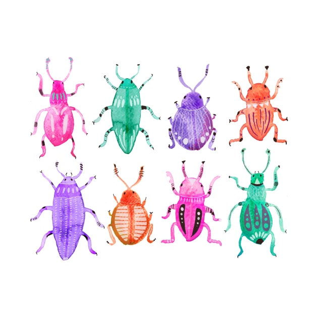 Watercolor Beetles by LauraKatMax