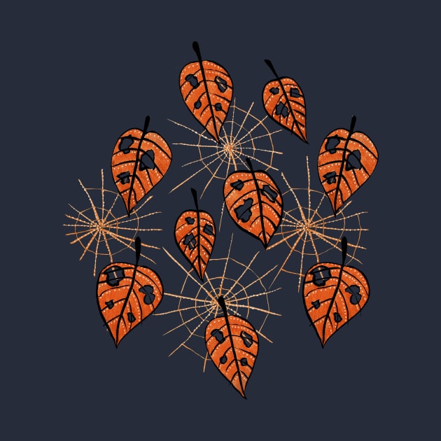 Autumn Leaves With Holes And Spiderwebs by Boriana Giormova