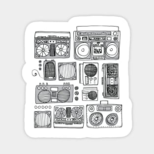 Boomboxes (Black and Gray Ink) Magnet