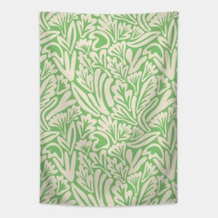 Abstract boho leaf and flower pattern in mint green Tapestry