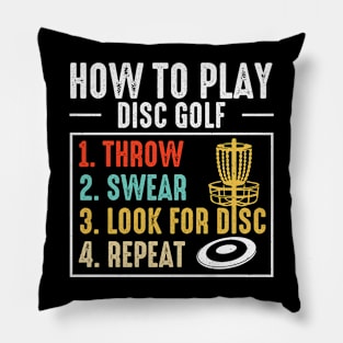 Funny Disc Golf Player Quotes Retro Vintage Pillow