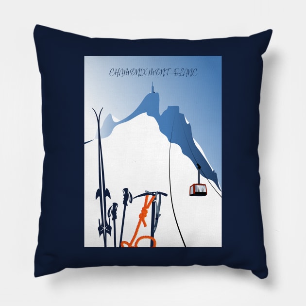 Chamonix Aiguille du Midi skis leewarddesign Pillow by leewarddesign